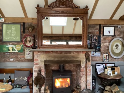 Antique French Oak Over Mantle Mirror