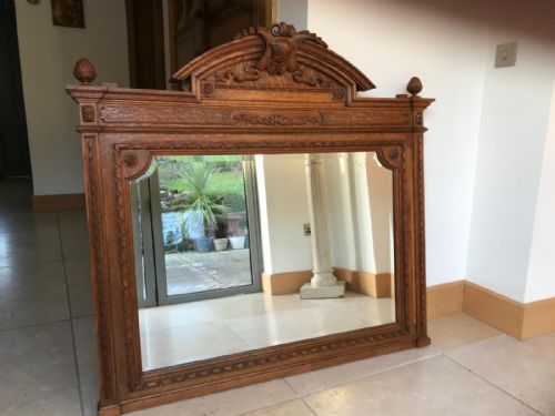 fig 1. Antique French oak over mantle mirror