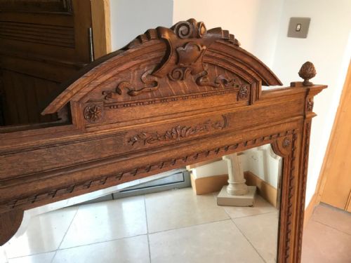 ANTIQUE FRENCH OAK OVER MANTLE MIRROR - ADDITIONAL PHOTO 1