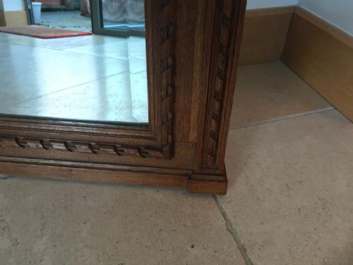 ANTIQUE FRENCH OAK OVER MANTLE MIRROR - ADDITIONAL PHOTO 2