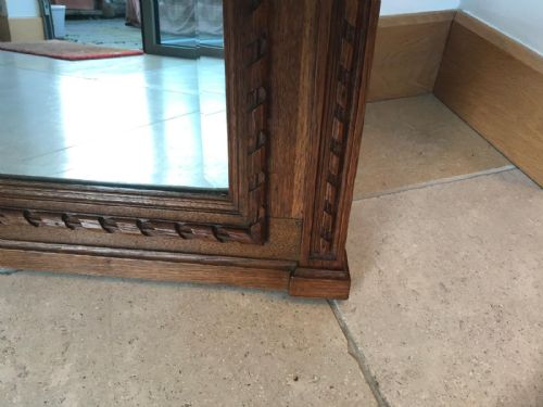 ANTIQUE FRENCH OAK OVER MANTLE MIRROR - ADDITIONAL PHOTO 7