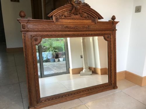 ANTIQUE FRENCH OAK OVER MANTLE MIRROR - ADDITIONAL PHOTO 9
