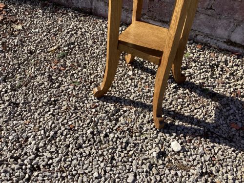 ANTIQUE LIBERTY ARTS AND CRAFTS OAK WINE SIDE TABLE - ADDITIONAL PHOTO 1