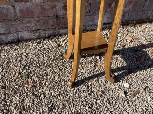 ANTIQUE LIBERTY ARTS AND CRAFTS OAK WINE SIDE TABLE - ADDITIONAL PHOTO 3