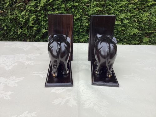ANTIQUE COROMANDEL PAIR OF ELEPHANT BOOKENDS - ADDITIONAL PHOTO 1