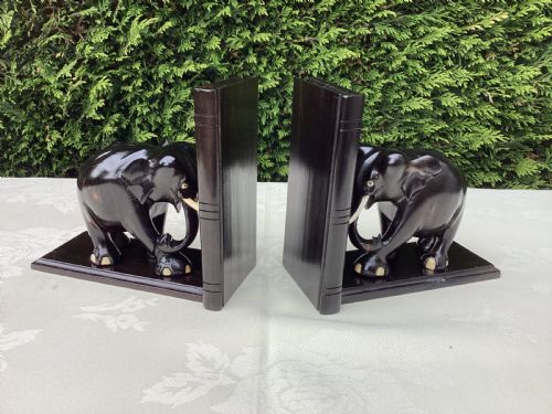 ANTIQUE COROMANDEL PAIR OF ELEPHANT BOOKENDS - ADDITIONAL PHOTO 3