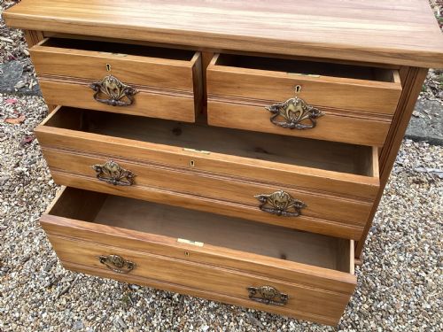 ANTIQUE ART NOUVEAU SATINWOOD CHEST OF DRAWERS - ADDITIONAL PHOTO 3