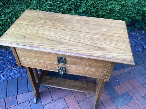 ANTIQUE ART NOUVEAU JUGENDSTIL OAK SIDE TABLE - ADDITIONAL PHOTO 3