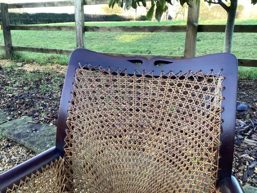 ART DECO BERGERE CANE MAHOGANY ARMCHAIR - ADDITIONAL PHOTO 4