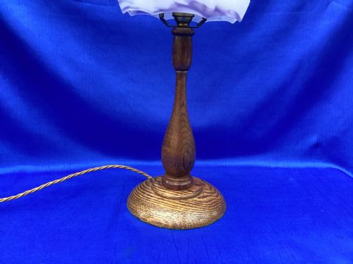 ANTIQUE PAIR OF OAK BEDSIDE LIGHTS - ADDITIONAL PHOTO 6