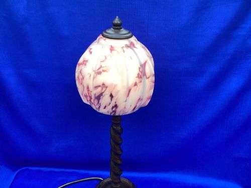 EDWARDIAN BARLEY TWIST OAK TABLE LAMP - ADDITIONAL PHOTO 3