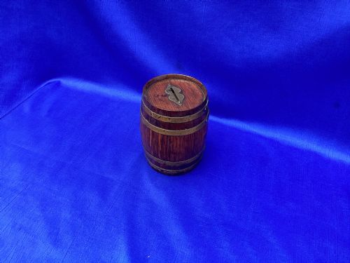 EDWARDIAN OAK BARREL MONEY BOX - ADDITIONAL PHOTO 2