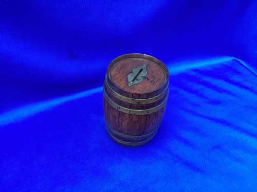 EDWARDIAN OAK BARREL MONEY BOX - ADDITIONAL PHOTO 3