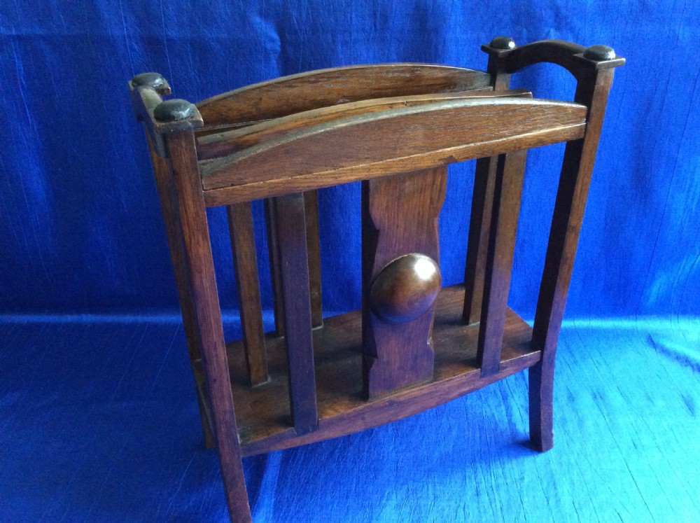 Edwardian Arts and Crafts oak magazine rack
