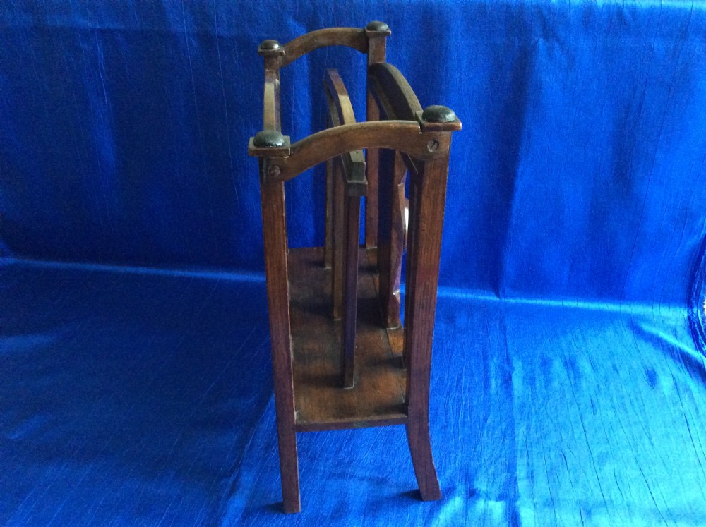 Edwardian Arts and Crafts oak magazine rack View II