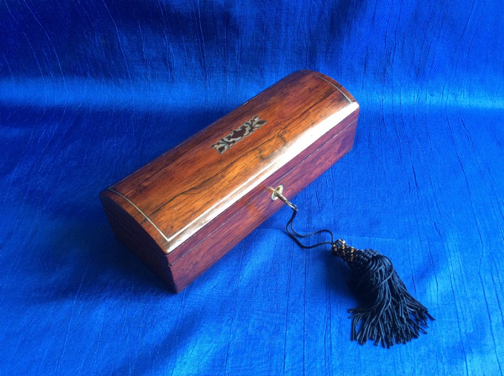 Victorian rosewood and mother of pearl glove box View II
