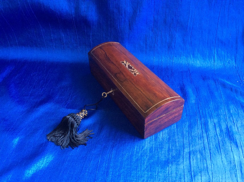 Victorian rosewood and mother of pearl glove box View V