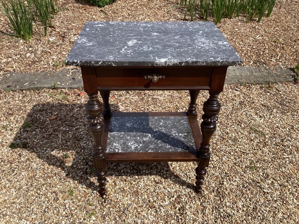 Antique French black marble top side table