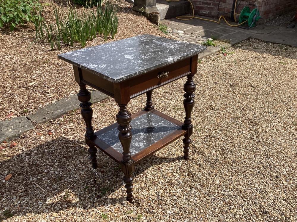 Antique French black marble top side table View II