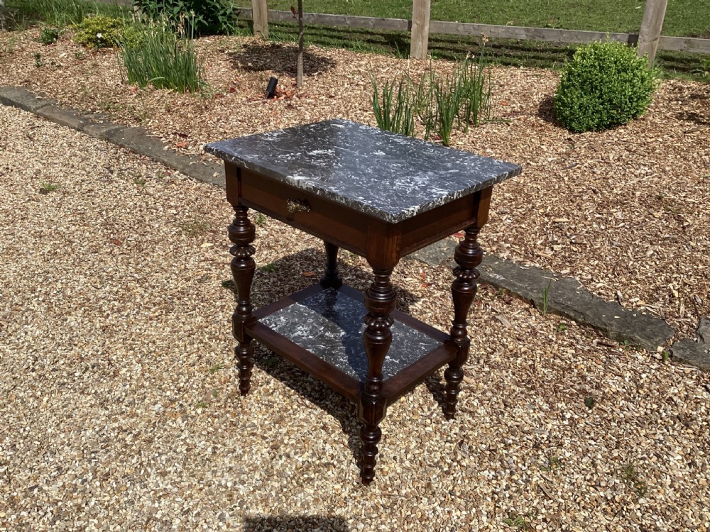 Antique French black marble top side table View III
