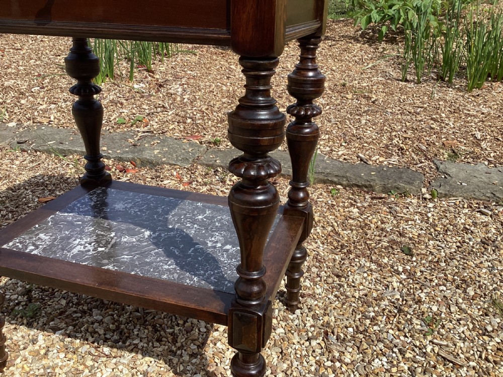 Antique French black marble top side table View IV