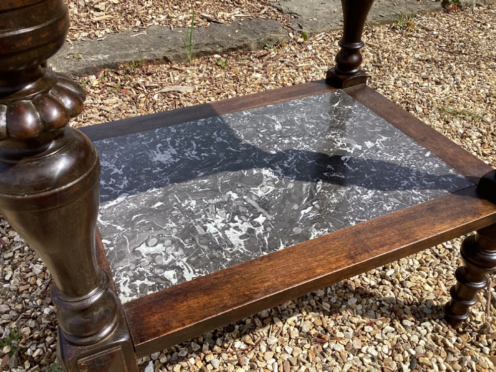 Antique French black marble top side table View V