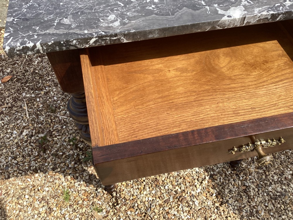 Antique French black marble top side table View VI