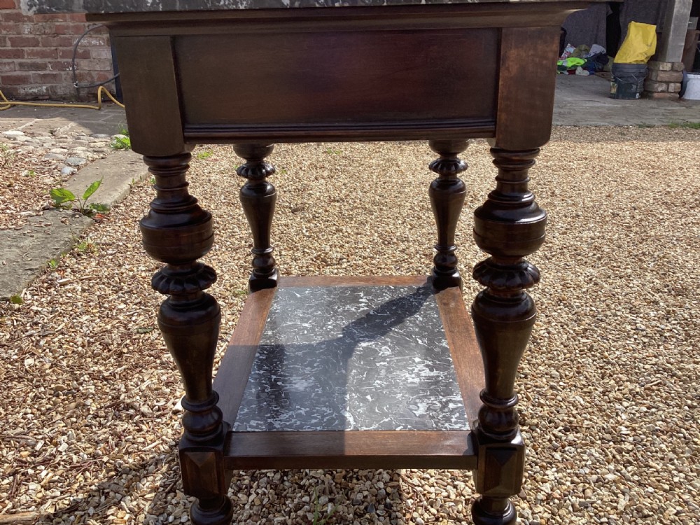 Antique French black marble top side table View VII