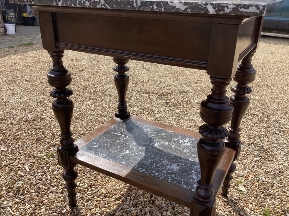 Antique French black marble top side table View IX