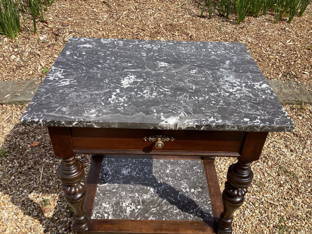 Antique French black marble top side table View X