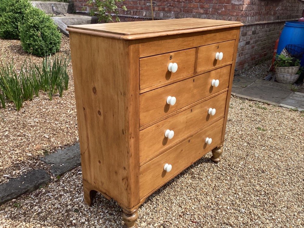 Victorian farmhouse stripped pine chest of drawers View II
