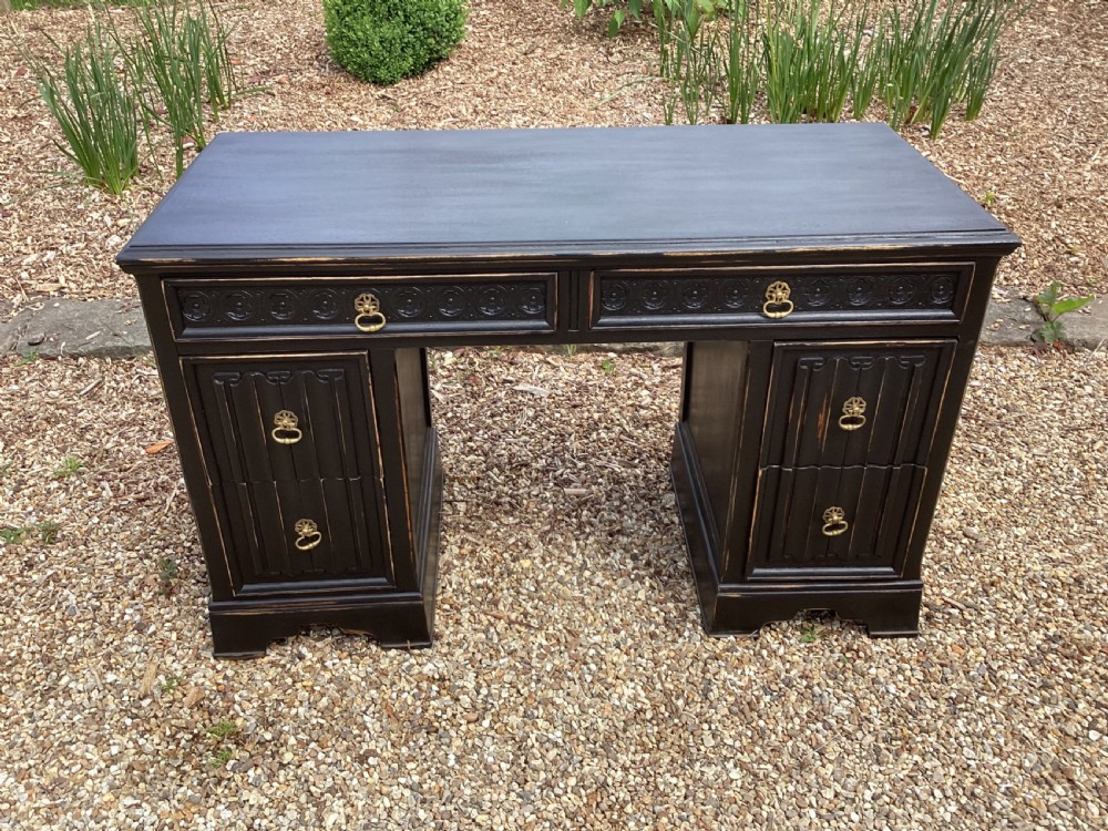 Vintage black ‘ shabby chic ‘  ladies kneehole  desk View II