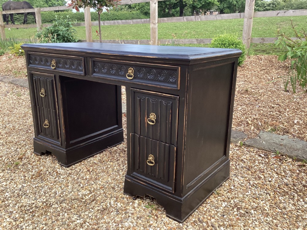 Vintage black ‘ shabby chic ‘  ladies kneehole  desk View III