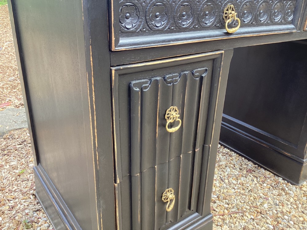 Vintage black ‘ shabby chic ‘  ladies kneehole  desk View IV