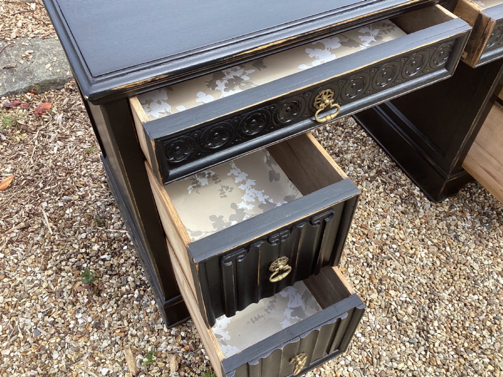 Vintage black ‘ shabby chic ‘  ladies kneehole  desk View VII