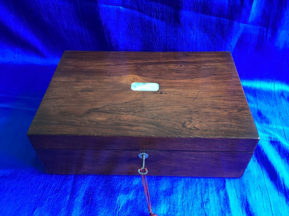 Victorian Rosewood and mother of pearl writing slope View II