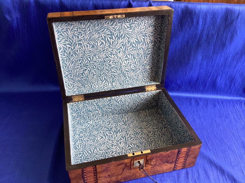 Victorian burr walnut parquetry keepsake box View IV