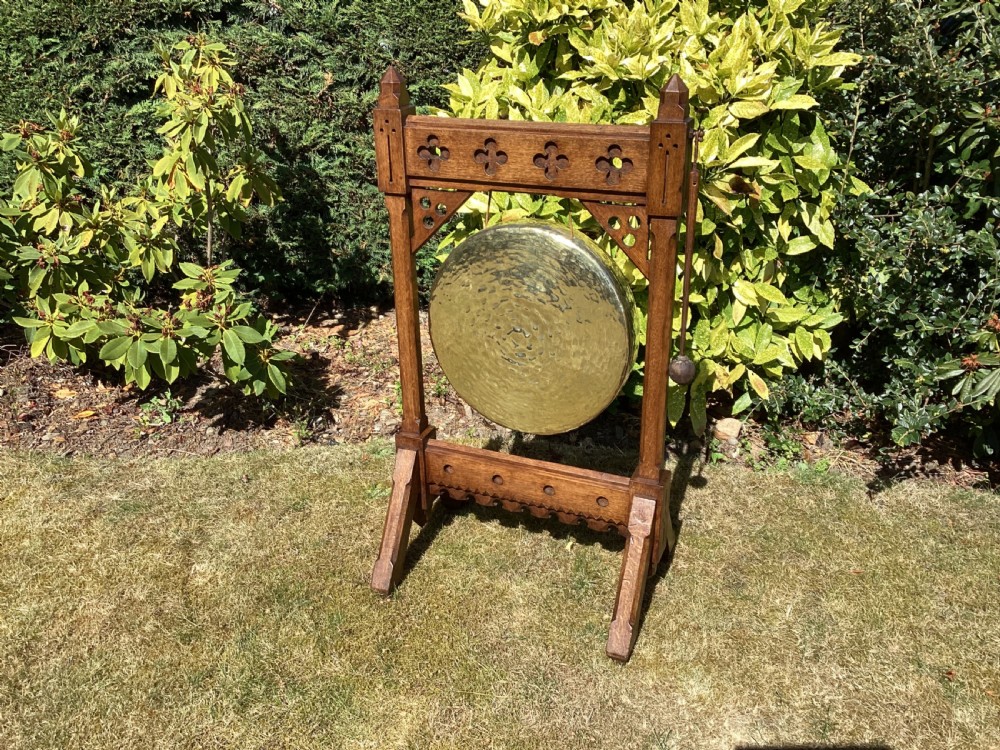Victorian Arts and Crafts oak dinner gong View III