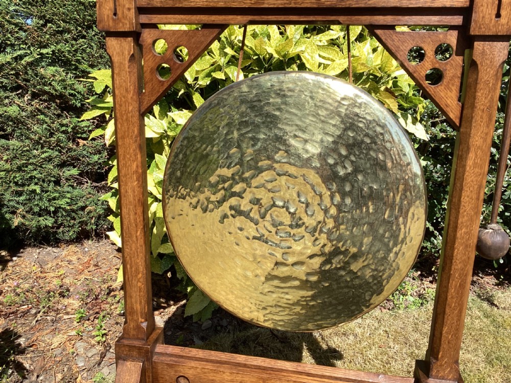 Victorian Arts and Crafts oak dinner gong View VII