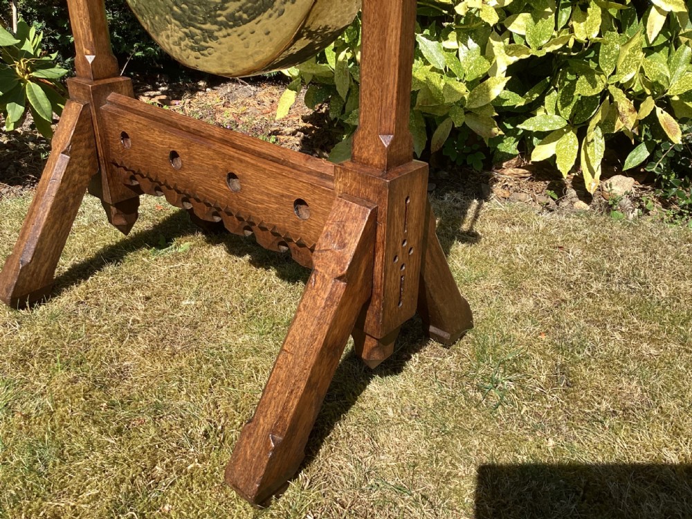 Victorian Arts and Crafts oak dinner gong View VIII
