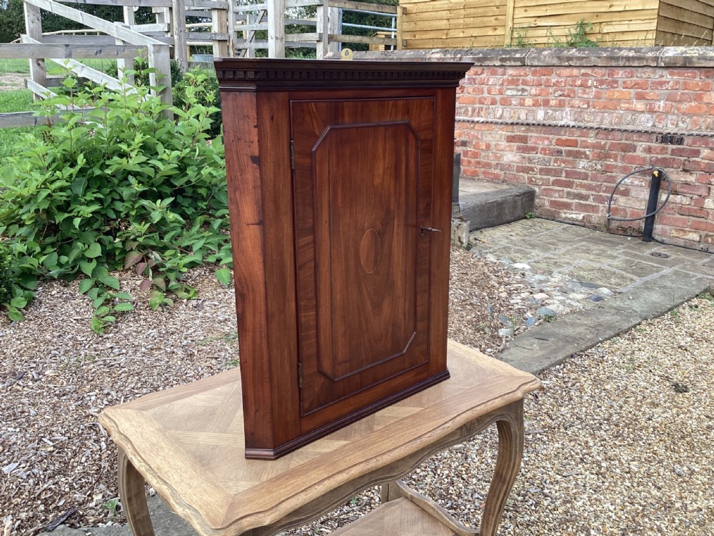 Georgian oak and mahogany corner cupboard View II