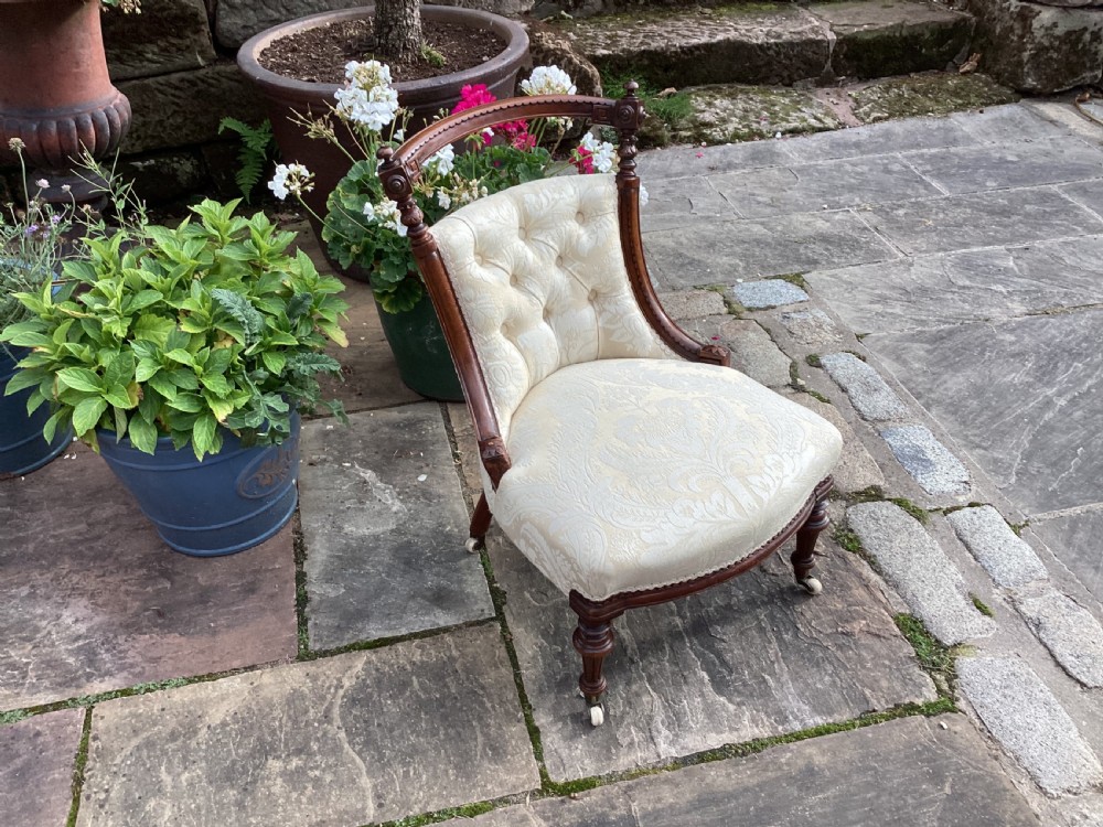 Victorian walnut nursing chair View II