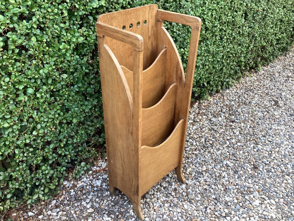 An Arts and Crafts oak magazine paper rack View II