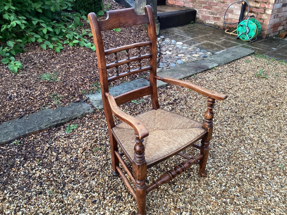 18th century rush seated oak armchair View II