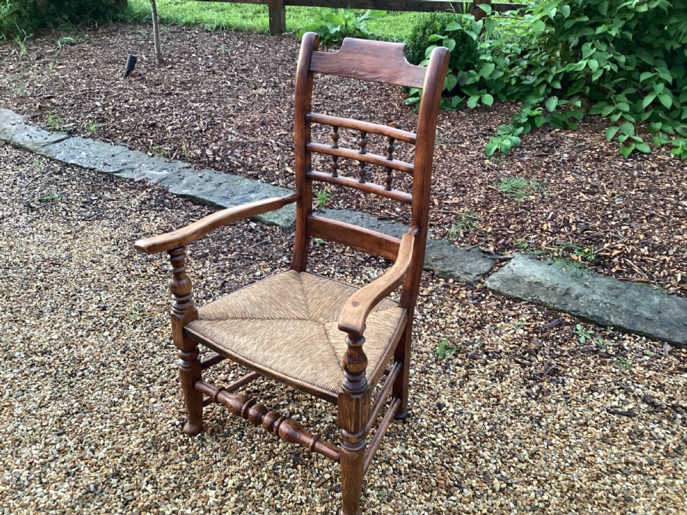 18th century rush seated oak armchair View III