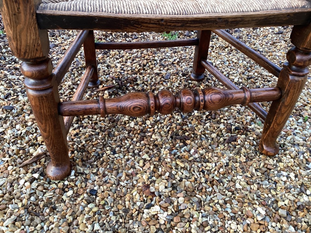 18th century rush seated oak armchair View V