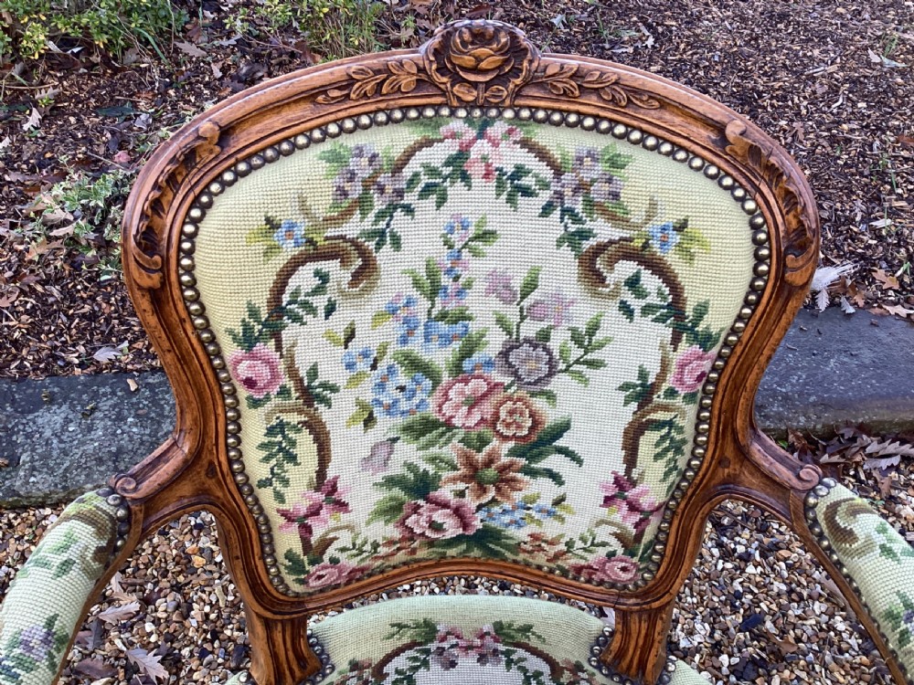 Antique French walnut side chair View IV