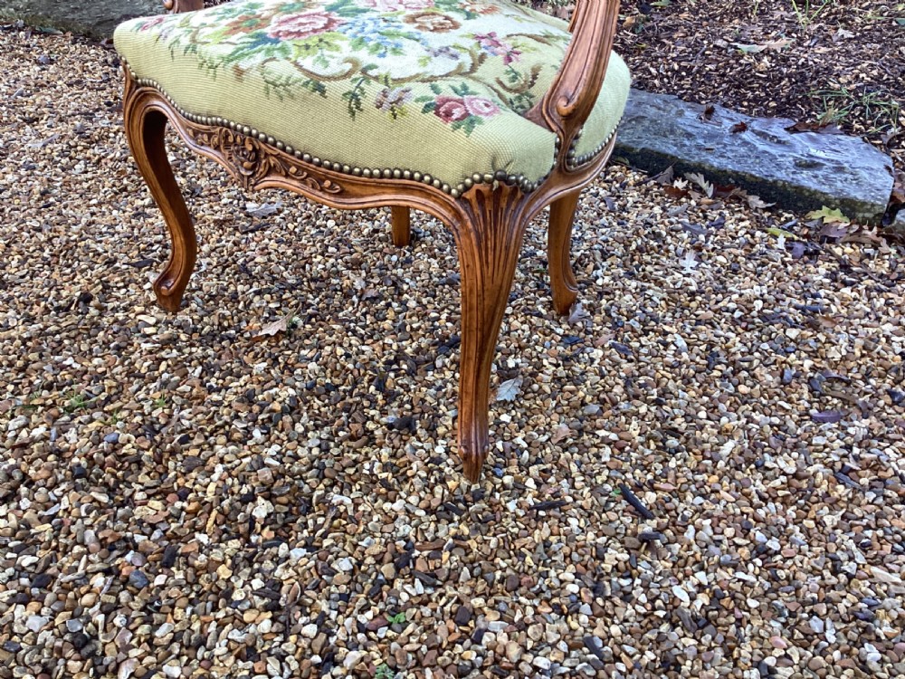 Antique French walnut side chair View V