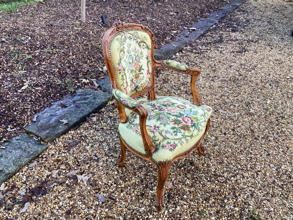Antique French walnut side chair View VII
