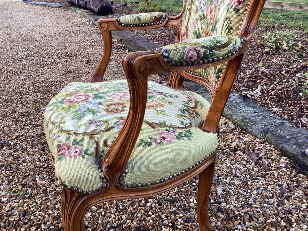 Antique French walnut side chair View IX